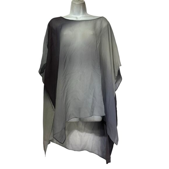 Eileen Fisher Tops - Eileen Fisher Silk Sheer Hi Low Hem Boxy Side Sills Shirt Shirt Top Plus Size 2X